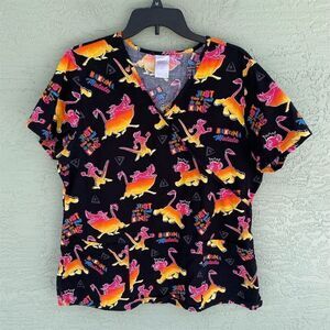 Disney Women's The Lion King Hakuna Matata Scrub Top Size L Multicolor